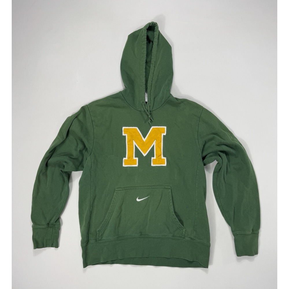 Nike University of Michigan Wolverines Hoodie Mens Medium Green Center Swoosh M